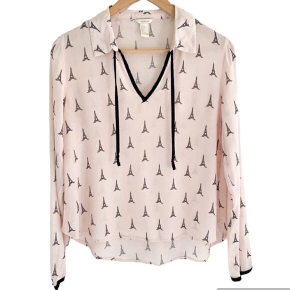 Forever 21 Light Pink Eiffel Tower Top Size Medium - Picture 1 of 5